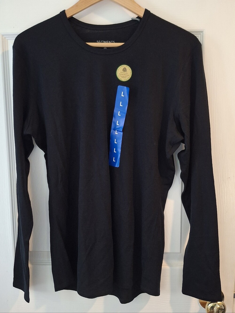 Seg’ments 100% Merino Wool Top Black Womens Sz L Base Layer Warmth Washable Hike